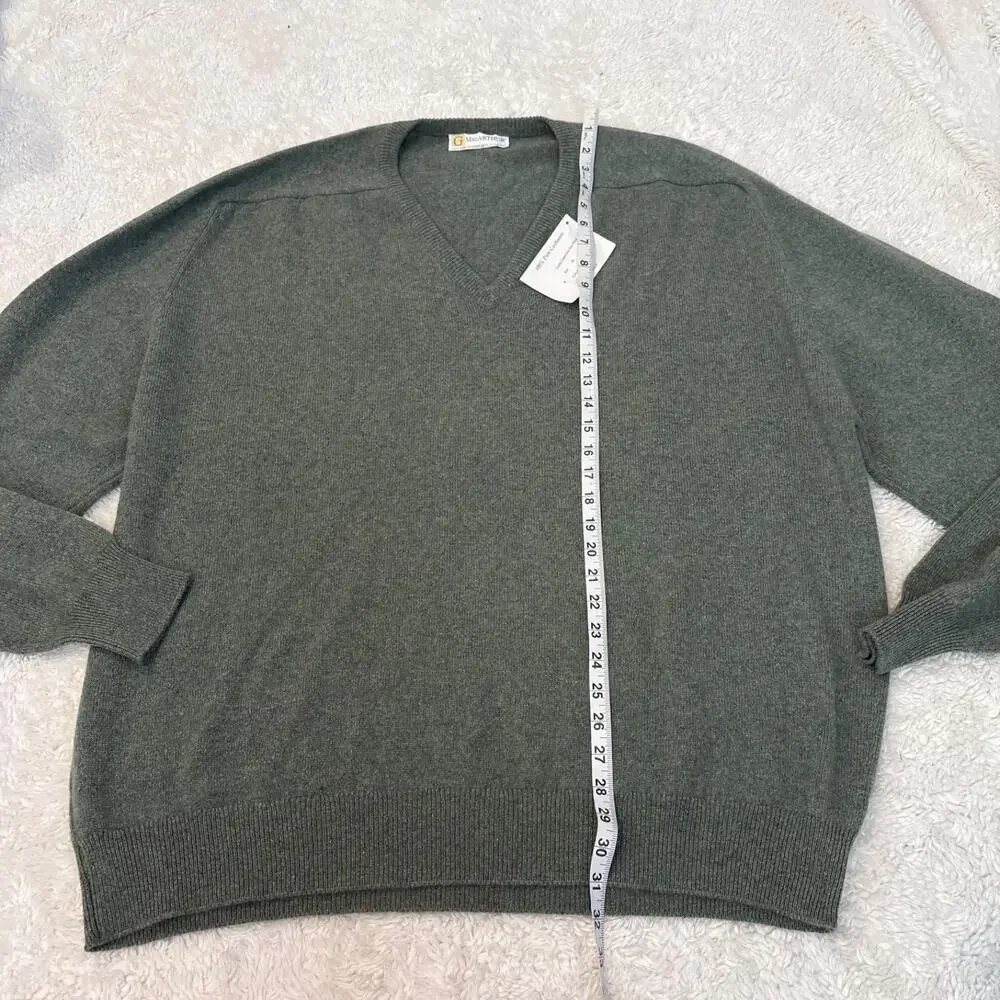 G MacArthur Mens Green Cashmere Sweater Made in Scotland 3Xl Preppy Country Club